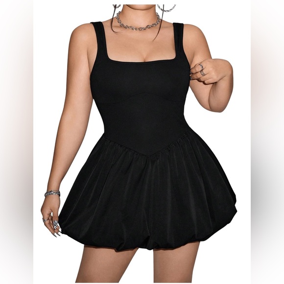 ***SOLD***Plus Size Bubble Dress Y2k Mini Dresses Plain Black 4XL - Picture 1 of 1